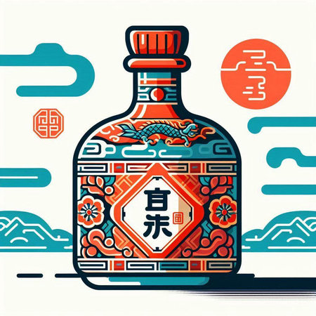 Chinese hieroglyphs in a bottle. Translation of Chinese hieroglyphs: fortune.