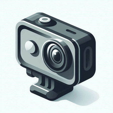 Camera icon on white background. Isometric view. Vector illustration.