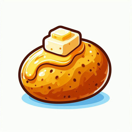 Illustration of a loaf of bread with butter. Vector illustration.のイラスト素材