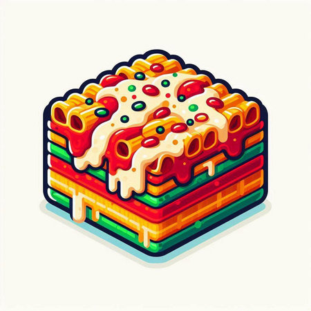 Isometric illustration of a colorful cake isolated on a white background.のイラスト素材