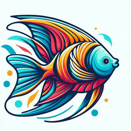 Colorful fish on a white background. Vector illustration of a fish.のイラスト素材