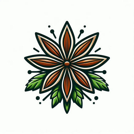 Ornamental flower with leaves on a white background. Vector illustration.のイラスト素材