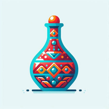 Decorative bottle with abstract pattern. Vector illustration in flat style.のイラスト素材