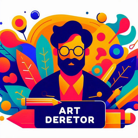 Art teacher with a pencil in his hand. Vector illustration on white background.のイラスト素材