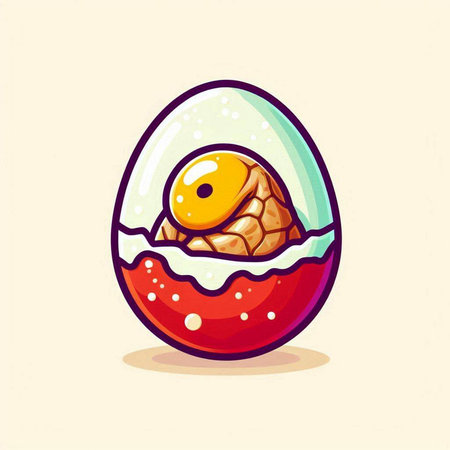 Cute cartoon easter egg with funny face. Vector illustration.のイラスト素材