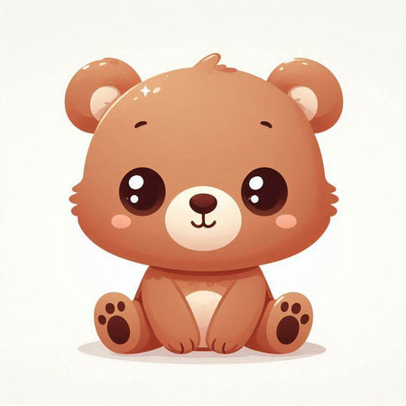 Cute teddy bear sitting on white background. Vector illustration.のイラスト素材