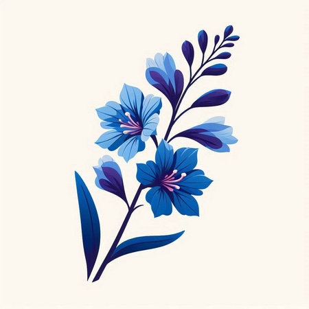Blue flowers on a white background. Vector illustration for your design.のイラスト素材