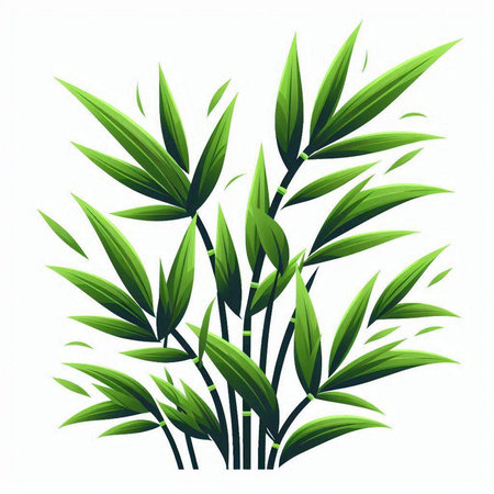 Bamboo leaves on white background. Vector illustration. Eps 10.のイラスト素材