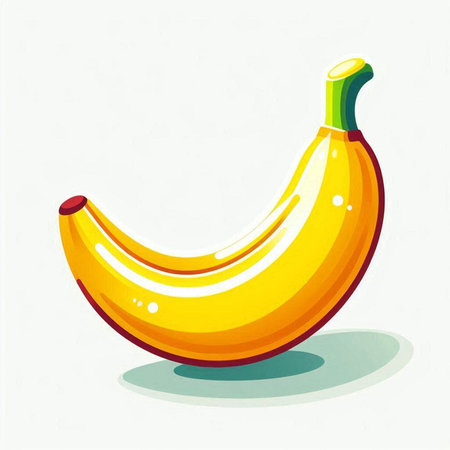Illustration of a fresh ripe banana on a white background, vector illustrationのイラスト素材