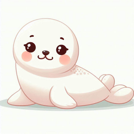 Cute baby seal on a white background. Vector illustration of a baby seal.のイラスト素材
