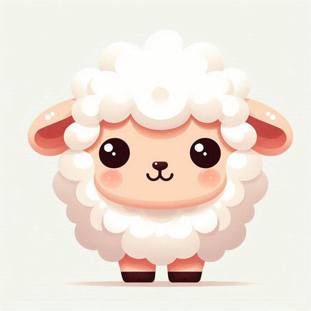 Cute cartoon sheep. Vector illustration of a cute funny sheep.のイラスト素材
