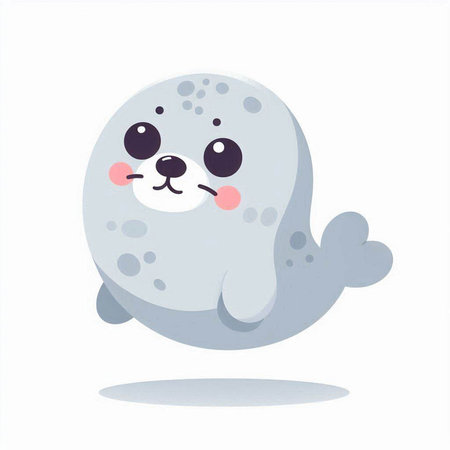 Cute seal cartoon character. Vector illustration isolated on white background.のイラスト素材