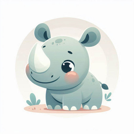 Cute baby rhinoceros. Vector illustration in cartoon style.のイラスト素材