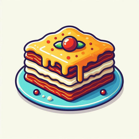 Illustration of a piece of cake on a plate, vector illustrationのイラスト素材