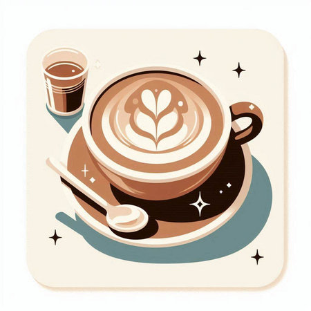 Cup of cappuccino with latte art. Vector illustrationのイラスト素材