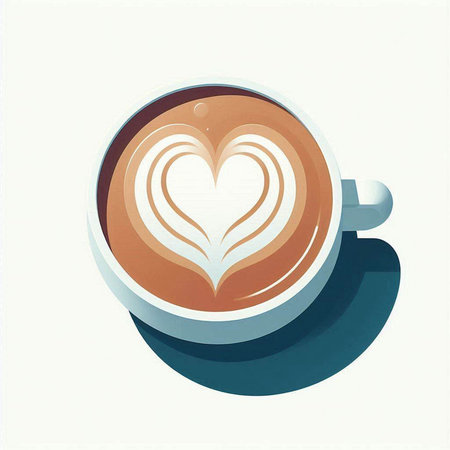 Coffee cup with heart on the top. Vector illustration.のイラスト素材