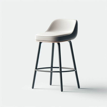 Modern black bar stool on white background. Minimalistic design. 3d render