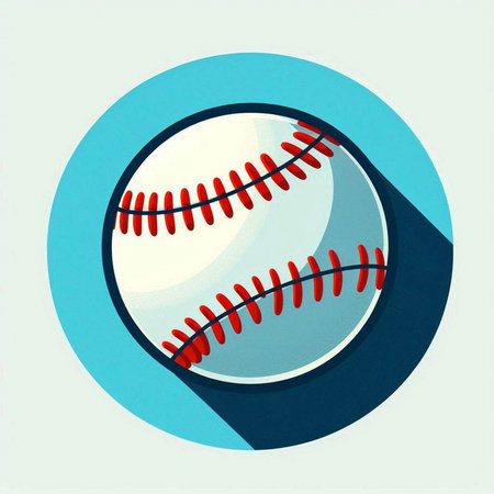 Baseball ball icon, vector illustration. Flat design style with long shadowのイラスト素材
