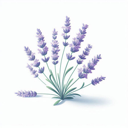 Lavender flowers isolated on white background. Hand drawn vector illustration.のイラスト素材