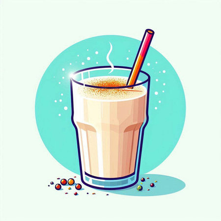 Coffee in a glass with a straw. Vector illustration.のイラスト素材