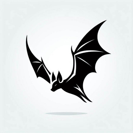 Bat icon. Black silhouette of a flying dragon. Vector illustration.のイラスト素材