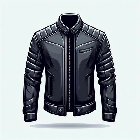 Vector illustration of a black leather jacket isolated on a white background.のイラスト素材