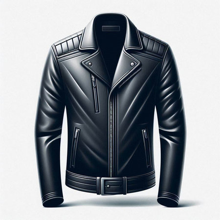 Black leather jacket isolated on a white background. 3d rendering.のイラスト素材