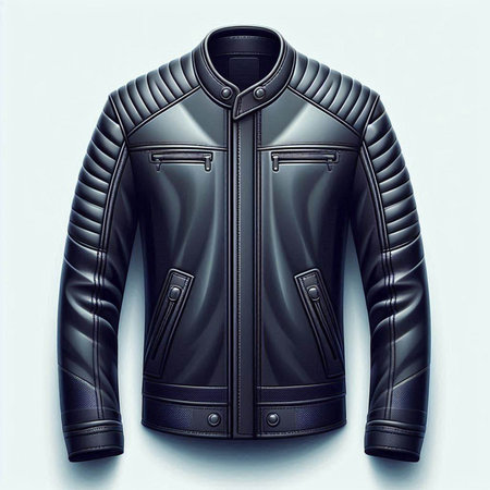 Black leather jacket isolated on a white background. 3d illustration.のイラスト素材