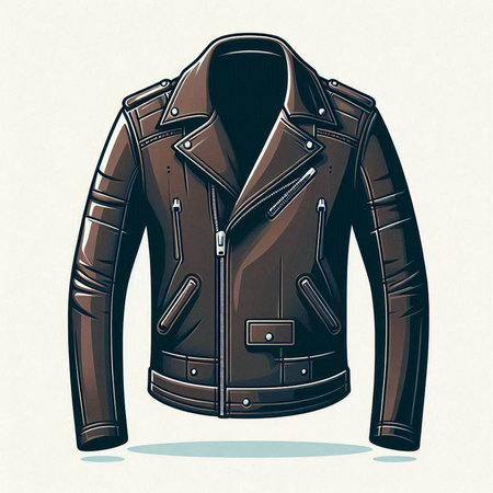 Vector illustration of a brown leather jacket isolated on a white background.のイラスト素材