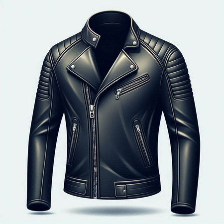 Men's leather jacket on a mannequin. Vector illustration.のイラスト素材