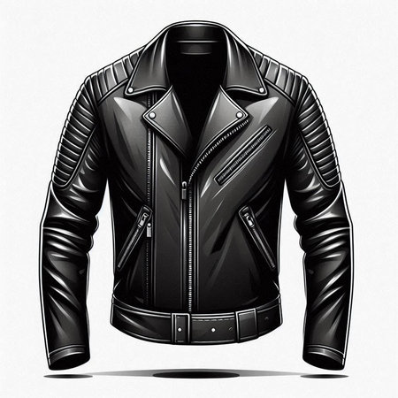 black leather jacket on a white background, vector illustration, eps 10のイラスト素材