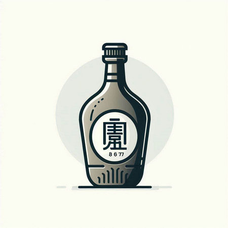 Tequila bottle, traditional chinese drink, vector illustration.のイラスト素材