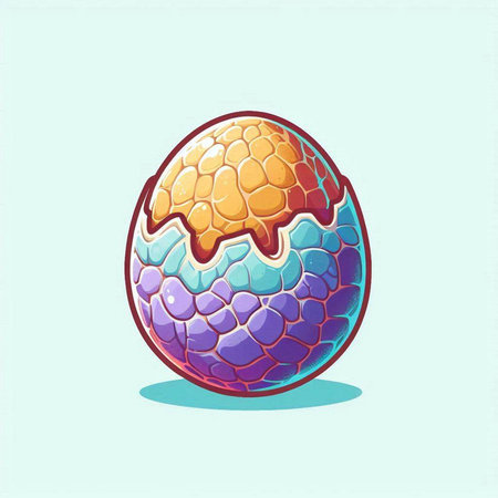 Easter egg with a pattern on a blue background. Vector illustrationのイラスト素材