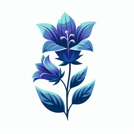 Beautiful blue flower on a white background. Vector illustration for your designのイラスト素材