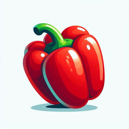 Illustration of a red bell pepper isolated on a white background.のイラスト素材