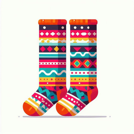 Colorful Christmas socks on a white background. Vector illustration. Eps 10のイラスト素材