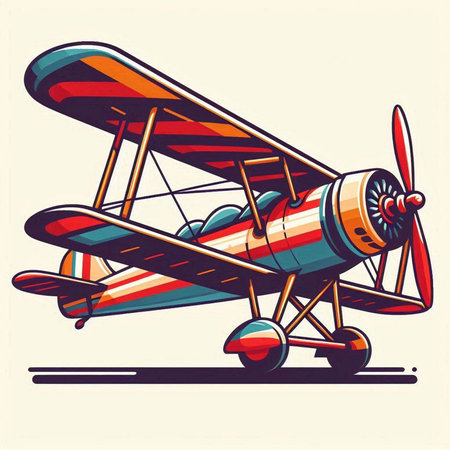 Vintage airplane isolated on white background. Vector illustration in retro style.