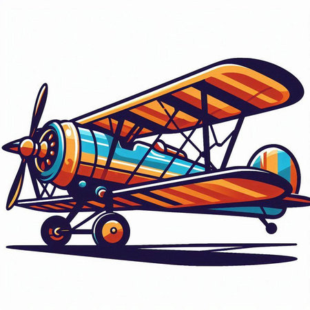 Illustration of an old airplane on a white background, vector illustration