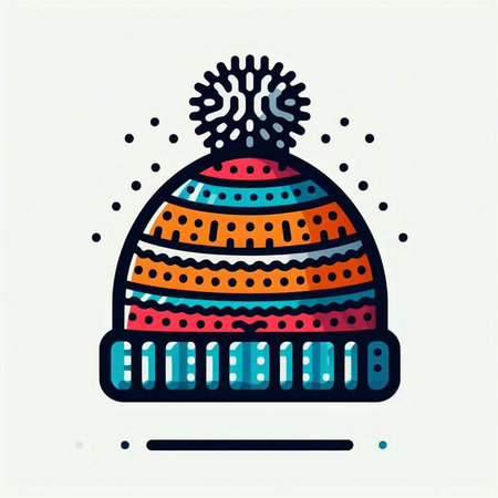 Winter hat with pompom. Vector illustration in a flat style.