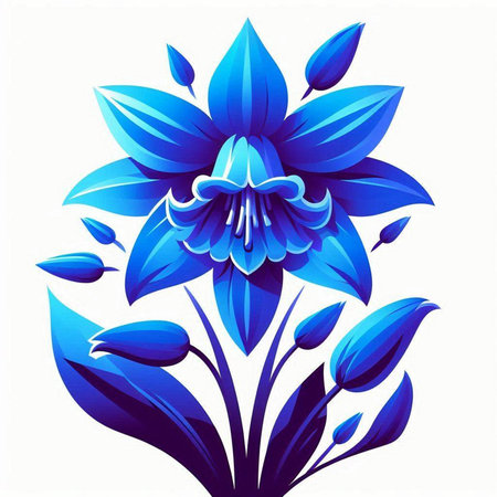 Beautiful blue lily flower on white background. Vector illustration.のイラスト素材