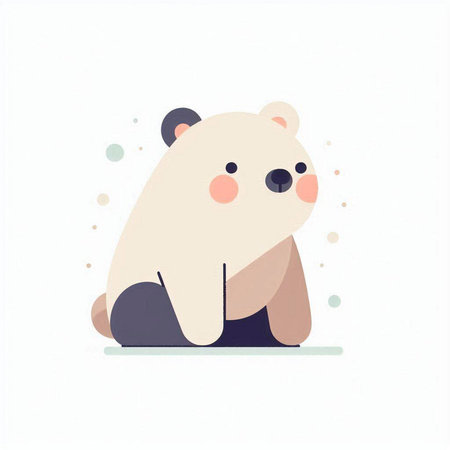 Cute cartoon panda sitting on the ground. Vector illustration.のイラスト素材
