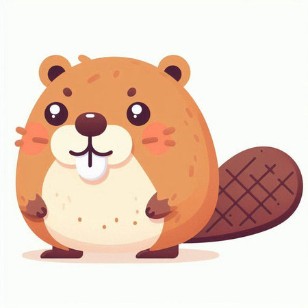 Cute cartoon beaver. Vector illustration of a beaver.のイラスト素材