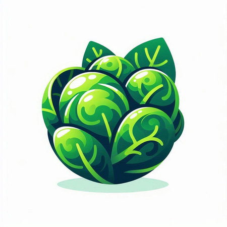 Brussels sprouts isolated on white background. Vector illustration.