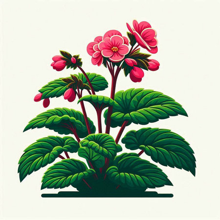 Flowering pink primula on a white background. Vector illustration.のイラスト素材