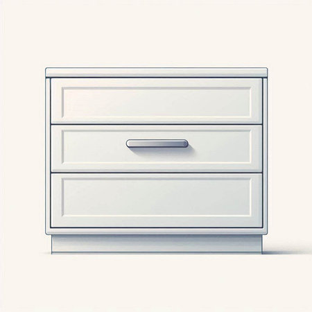 Illustration of a white chest of drawers on a white backgroundのイラスト素材