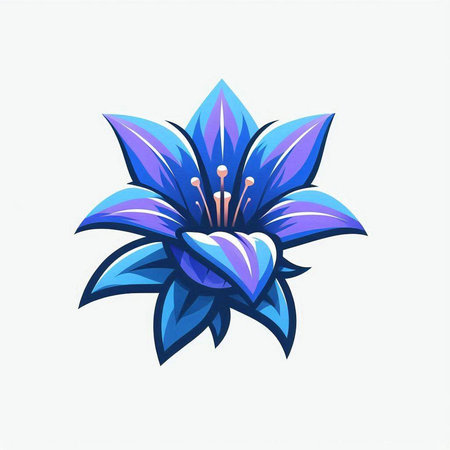 Beautiful blue lily flower icon isolated on white background. Vector illustration.のイラスト素材
