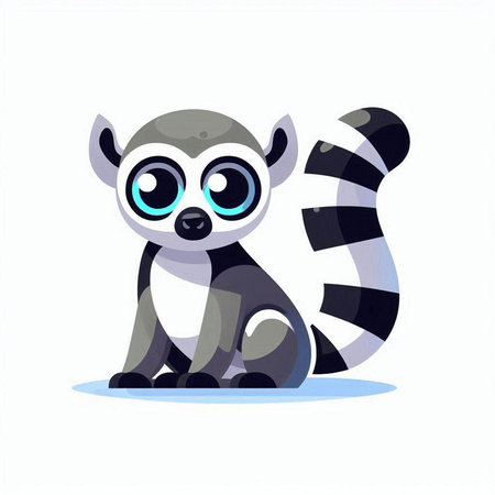 Cute cartoon lemur. Vector illustration isolated on white background.