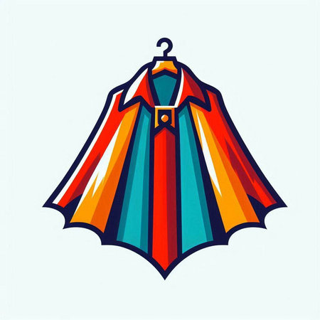 Illustration of a red and blue raincoat on a white backgroundのイラスト素材