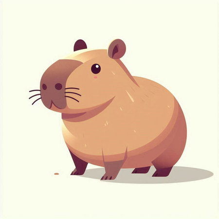 Cute cartoon beaver on white background. Vector illustration of a rodent.のイラスト素材