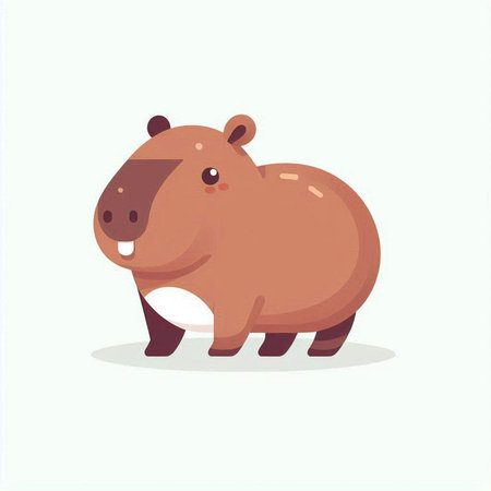 Cute cartoon beaver. Vector illustration of a wild animal.のイラスト素材